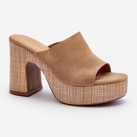 Zapatillas de Mujer con Tacón Alto, Marrón, Siobhan beige 1