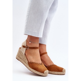 Sandalias De Cuña Alpargatas De Ante Con Trenza Raylin Camel marrón 2