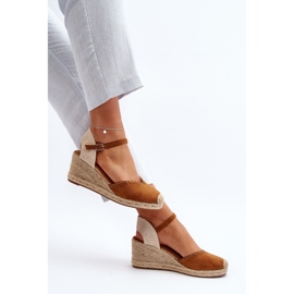 Sandalias De Cuña Alpargatas De Ante Con Trenza Raylin Camel marrón 6