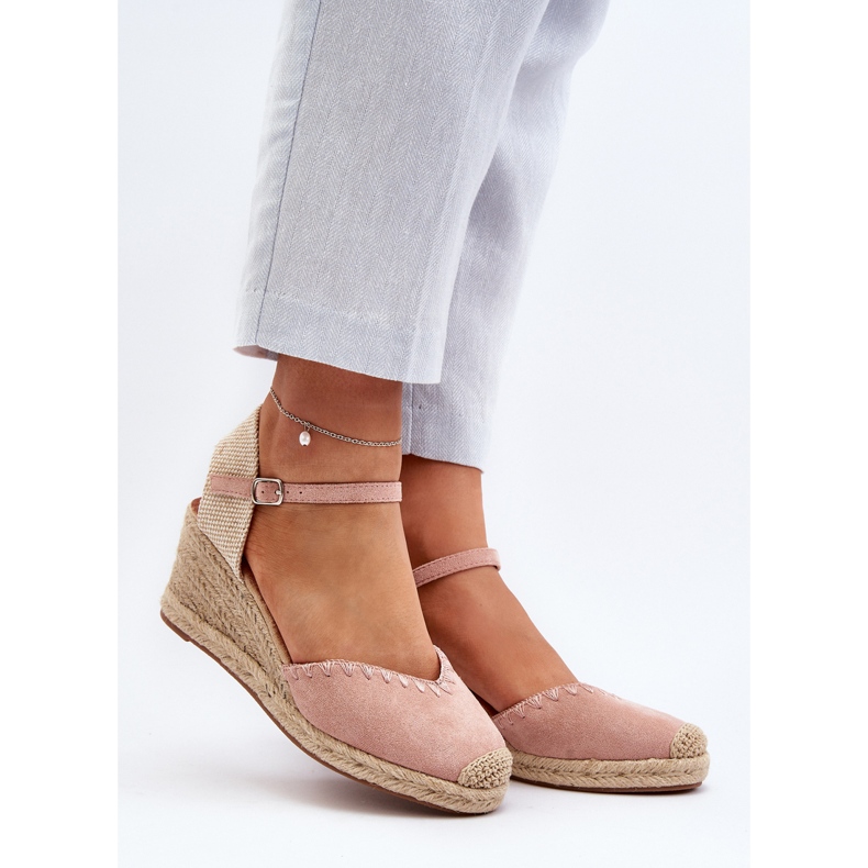 Sandalias Alpargata Cuña Ante Trenza Rosa Raylin 2