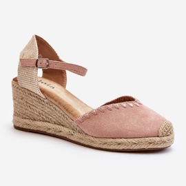 Sandalias Alpargata Cuña Ante Trenza Rosa Raylin 1