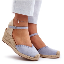 Sandalias de cuña de alpargata de ante Raylin azules con trenzado 7