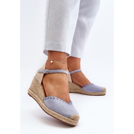 Sandalias de cuña de alpargata de ante Raylin azules con trenzado 3