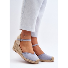 Sandalias de cuña de alpargata de ante Raylin azules con trenzado 2