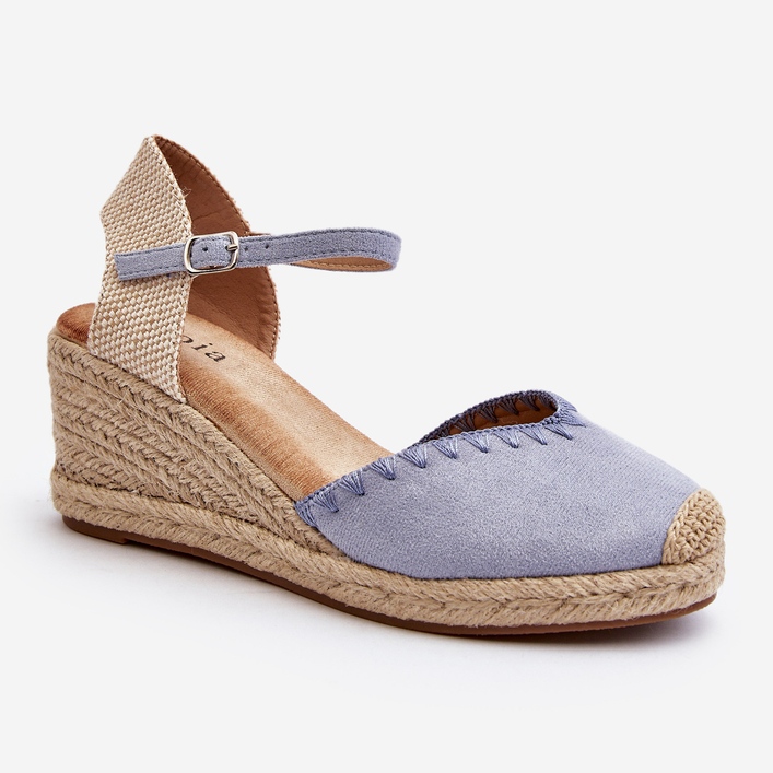 Sandalias de cuña de alpargata de ante Raylin azules con trenzado 1 Sandalias de cuña de alpargata de ante Raylin azules con trenzado 1