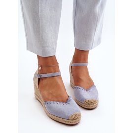 Sandalias de cuña de alpargata de ante Raylin azules con trenzado 5