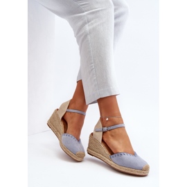 Sandalias de cuña de alpargata de ante Raylin azules con trenzado 6