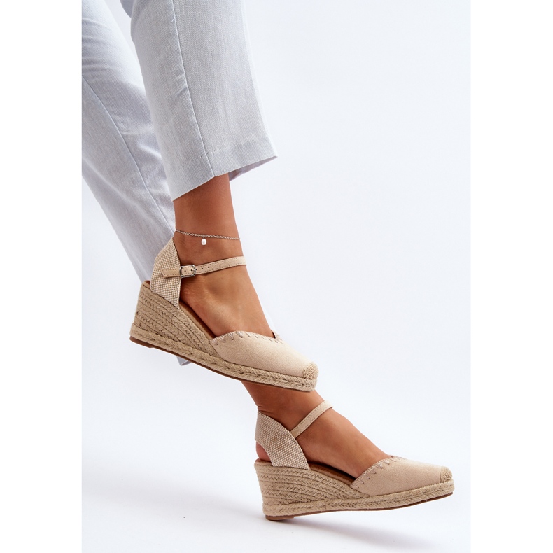 Sandalias Alpargata Cuña Ante Con Trenza Beige Raylin 2