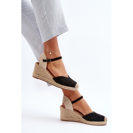 Sandalias Alpargatas De Ante Con Cuña Y Trenza, Negro Raylin 8