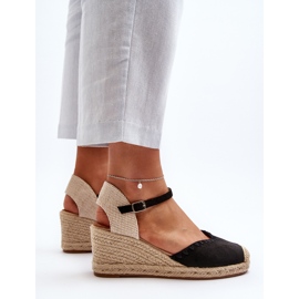 Sandalias Alpargatas De Ante Con Cuña Y Trenza, Negro Raylin 7