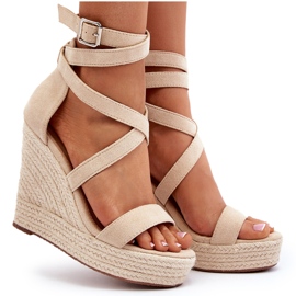 Sandalias cuña Salthe beige con trenza 12