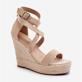 Sandalias cuña Salthe beige con trenza 4