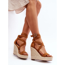 Sandalias cuña trenzadas Salthe camel marrón 1 Sandalias cuña trenzadas Salthe camel marrón 1