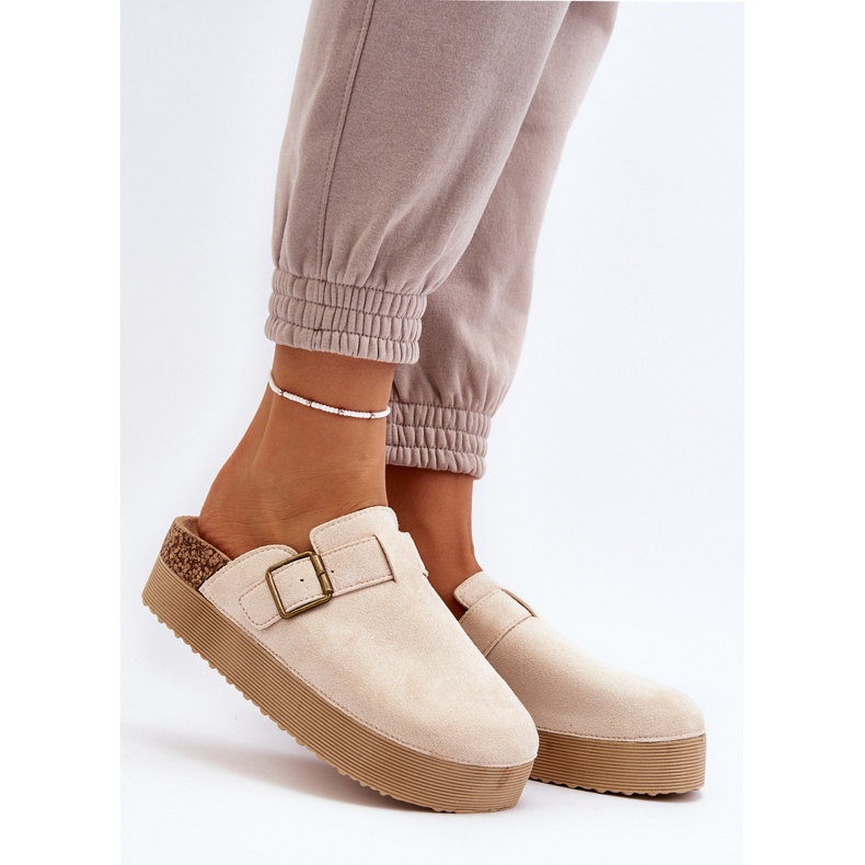 Zuecos Mujer Plataforma Beige Claro Jorffia 2
