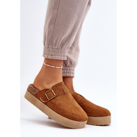 Zuecos con plataforma Jorffia en color camel para mujer marrón 2 Zuecos con plataforma Jorffia en color camel para mujer marrón 2