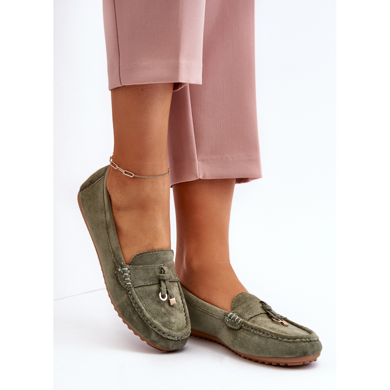 Mocasines Clásicos Mujer Ante Verde Ontala 1
