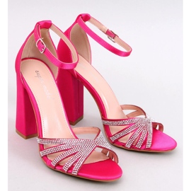 Sandalias de tacón Nikitai fucsia con pedrería rosado 5