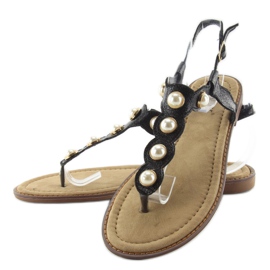 Chanclas con perlas grandes LL-75 Negro 2 Chanclas con perlas grandes LL-75 Negro 2