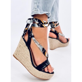 Birrel Sandalias alpargatas cuña negro 4