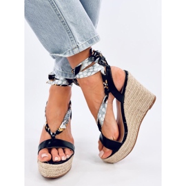 Birrel Sandalias alpargatas cuña negro 2