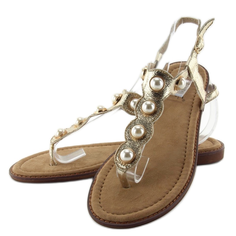 Chanclas con perlas grandes LL-75 Gold dorado 2