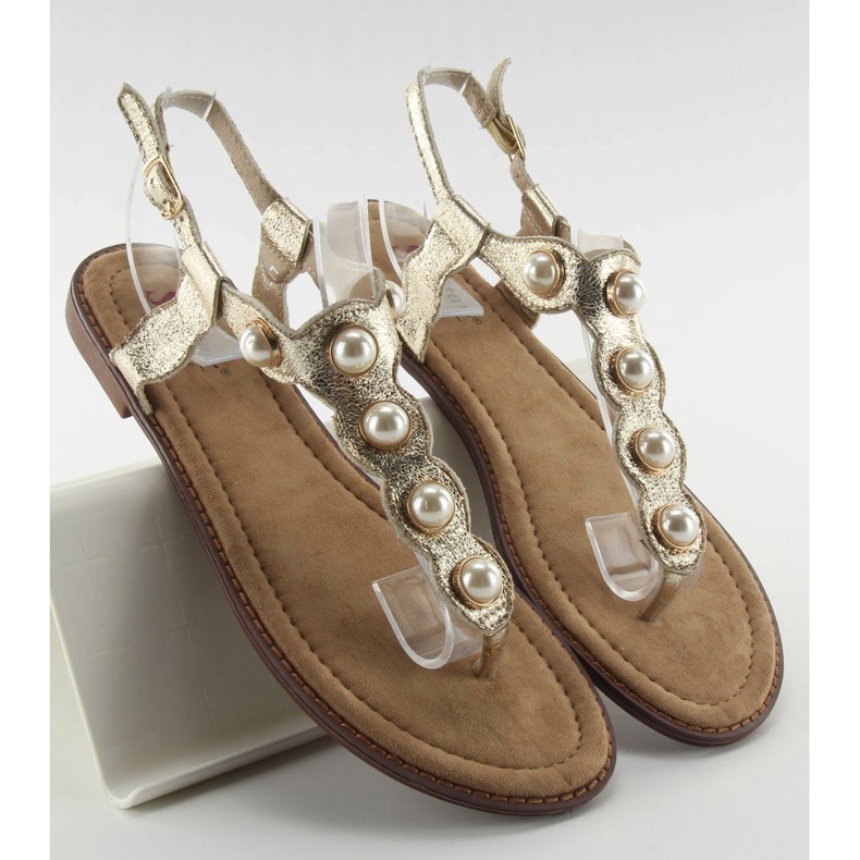Chanclas con perlas grandes LL-75 Gold dorado 1