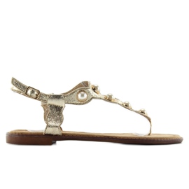 Chanclas con perlas grandes LL-75 Gold dorado 3