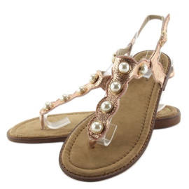 Chanclas con perlas grandes LL-75 Champagne rosado 2