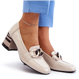 Vinceza Salón de charol con cadena, Beige Paliotte 11