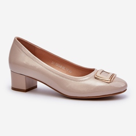 Vinceza Salón de charol con bloque y adorno, Beige Enollia 1