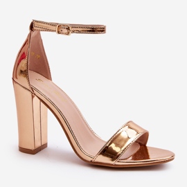 Sandalias de tacón alto Thakko en oro rosa dorado 2