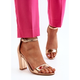 Sandalias de tacón alto Thakko en oro rosa dorado 6