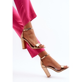 Sandalias de tacón alto Thakko en oro rosa dorado 1