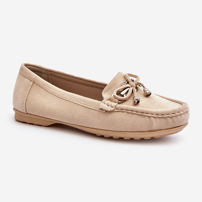Mocasines mujer de ante con decoración, Beige Daphikaia 1