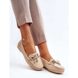 Mocasines mujer de ante con decoración, Beige Daphikaia 6