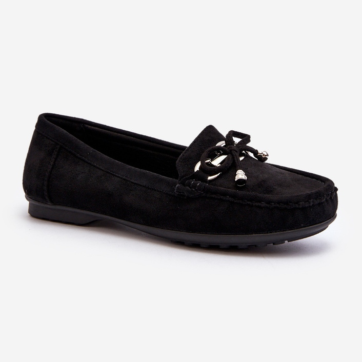 Mocasines de mujer de ante con decoración, Negro Daphikaia 1