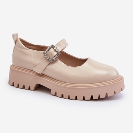 Zapatos Mujer Charol con Hebilla Decorativa Beige Lindnessa 1 Zapatos Mujer Charol con Hebilla Decorativa Beige Lindnessa 1