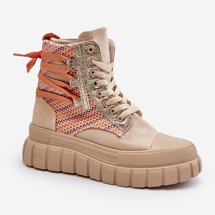 Zapatillas altas de mujer beige con plataforma enorme Kernia 2