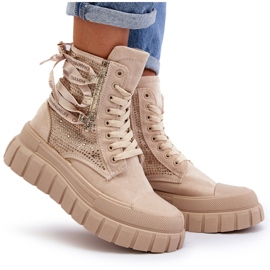 Zapatillas altas de mujer Beige Wonise con plataforma enorme 8