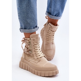 Zapatillas altas de mujer Beige Wonise con plataforma enorme 4