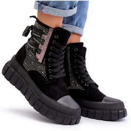 Zapatillas altas de mujer con plataforma enorme, negro Wonise 11