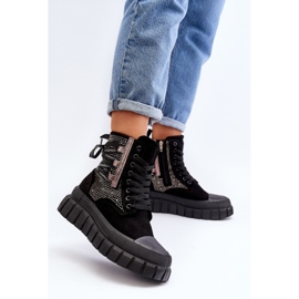 Zapatillas altas de mujer con plataforma enorme, negro Wonise 5