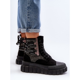 Zapatillas altas de mujer con plataforma enorme, negro Wonise 10