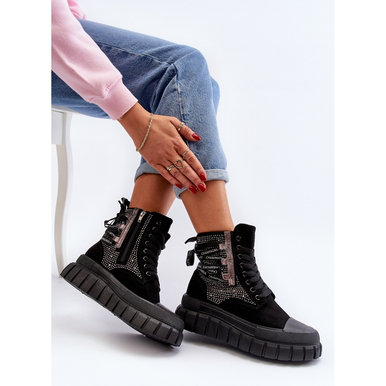 Zapatillas altas de mujer con plataforma enorme, negro Wonise 1 Zapatillas altas de mujer con plataforma enorme, negro Wonise 1