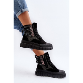 Zapatillas altas de mujer con plataforma enorme, negro Wonise 2 Zapatillas altas de mujer con plataforma enorme, negro Wonise 2