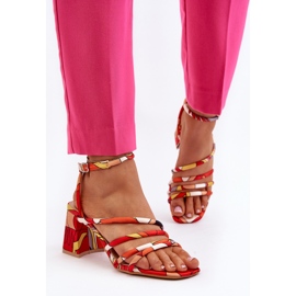 Sandalias Tacón Estampadas Naranja Jenglla 6