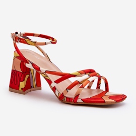 Sandalias Tacón Estampadas Naranja Jenglla 3