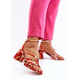 Sandalias Tacón Estampadas Naranja Jenglla 5