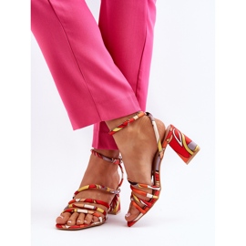 Sandalias Tacón Estampadas Naranja Jenglla 8