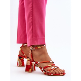 Sandalias Tacón Estampadas Naranja Jenglla 9